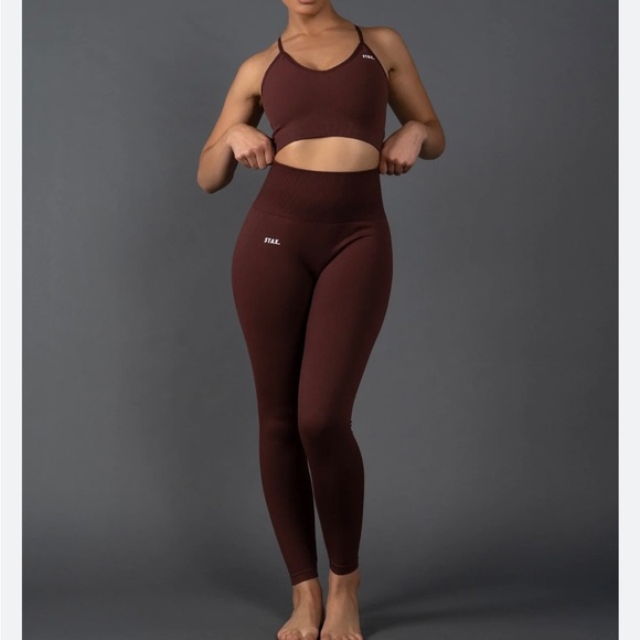 STAX chocolate brown seamless leggings small - Picture 1 of 4
